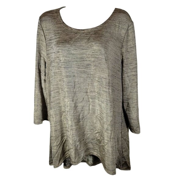 Valerie Stevens Gold Shirt Top Size Large L Tunic Fancy Pretty - Picture 1 of 3